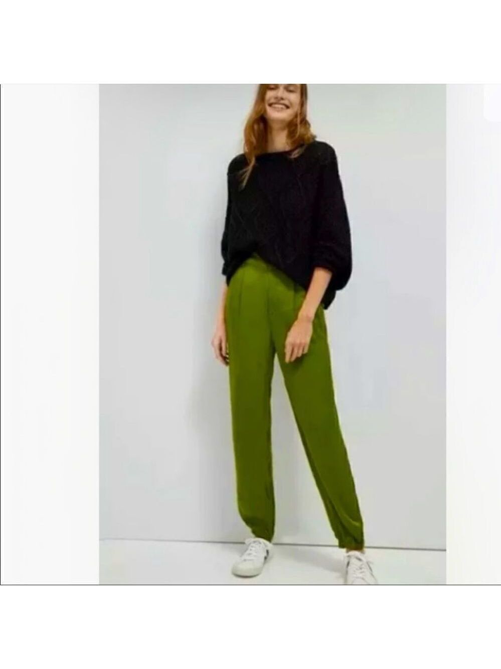 Anthropologie Diandra pleated satin joggers